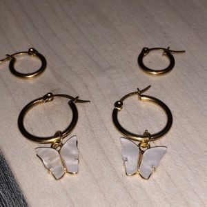 Gold butterfly earrings